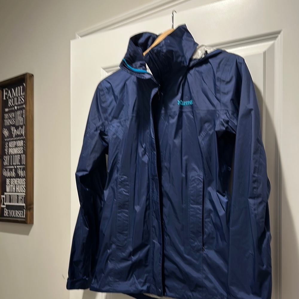 Marmot Blue  Rain Wind Jacket with Teal Logo
